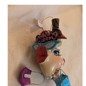 Katherine's Collection Kissing Fish Shopping Queen Glitter Christmas Ornament 5"